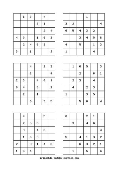 儿童数独四宫、六宫训练题 ，网盘下载(1.99M)